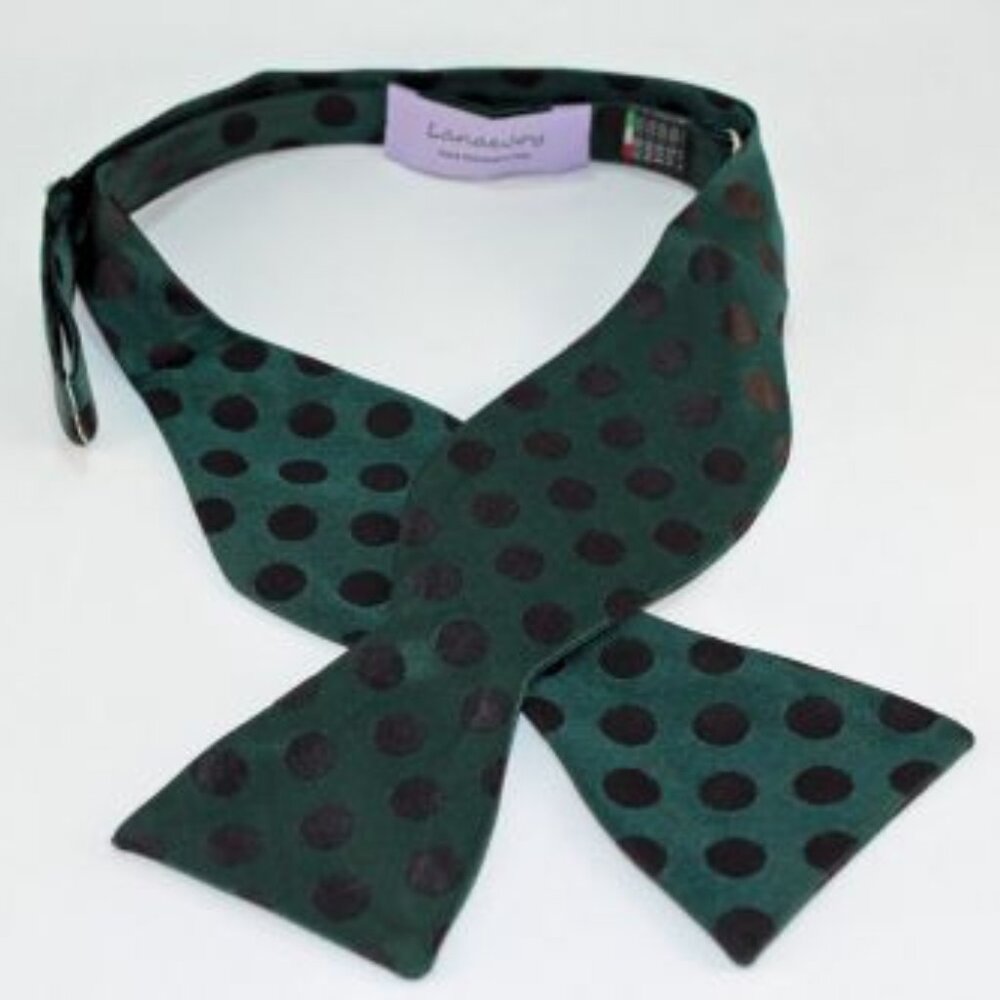 NEW Lanae Joy Silk Adjustable Bow Tie Bowtie / Green Black / Privat…